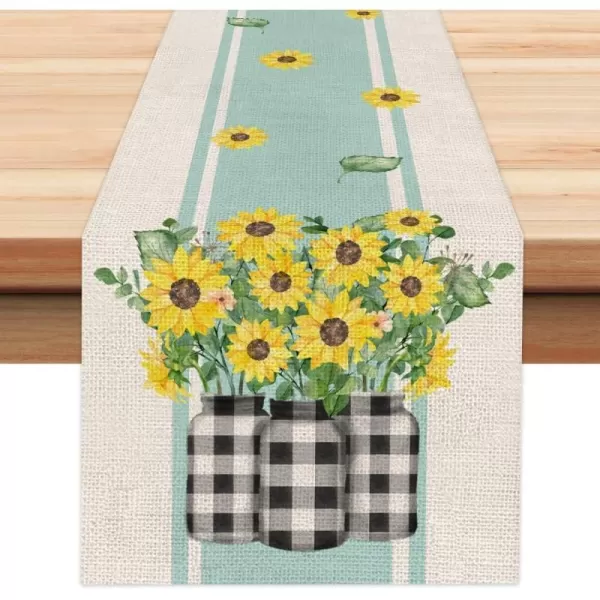 ARKENY Summer Sunflower Buffalo Plaid Vase Table Runner 13x72 InchesSeasonal Burlap Farmhouse Indoor Kitchen Dining Table Decoration for Home PartyARKENY Summer Sunflower Buffalo Plaid Vase Table Runner 13x72 InchesSeasonal Burlap Farmhouse Indoor Kitchen Dining Table Decoration for Home Party