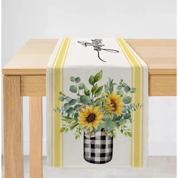 ARKENY Summer Sunflower Check Vase Gather Together Table Runner 13x72 InchesSeasonal Burlap Farmhouse Indoor Kitchen Dining Table Decoration for Home PartyARKENY Summer Sunflower Check Vase Gather Together Table Runner 13x72 InchesSeasonal Burlap Farmhouse Indoor Kitchen Dining Table Decoration for Home Party