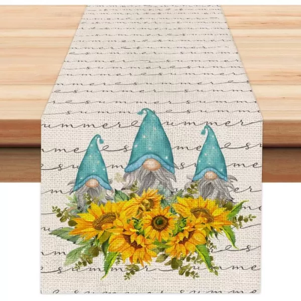 ARKENY Summer Sunflower Gnomes Table Runner 13x72 InchesSeasonal Burlap Farmhouse Indoor Kitchen Dining Table Decoration for Home PartyARKENY Summer Sunflower Gnomes Table Runner 13x72 InchesSeasonal Burlap Farmhouse Indoor Kitchen Dining Table Decoration for Home Party