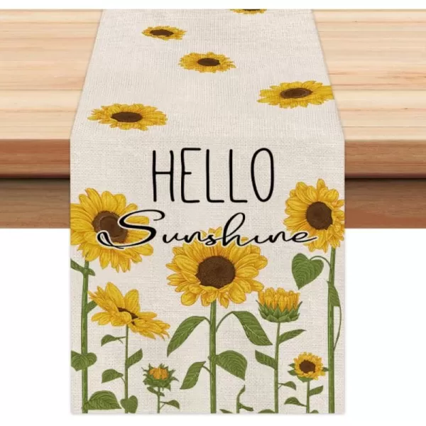 ARKENY Summer Sunflower Hello Sunshine Table Runner 13x72 InchesSeasonal Burlap Farmhouse Indoor Kitchen Dining Table Decoration for Home PartyARKENY Summer Sunflower Hello Sunshine Table Runner 13x72 InchesSeasonal Burlap Farmhouse Indoor Kitchen Dining Table Decoration for Home Party