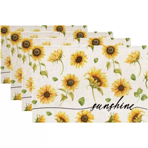 ARKENY Summer Sunflower Sunshine Placemats 12x18 Inches Set of 4Seasonal Burlap Farmhouse Indoor Kitchen Dining Table Decoration for Home PartyARKENY Summer Sunflower Sunshine Placemats 12x18 Inches Set of 4Seasonal Burlap Farmhouse Indoor Kitchen Dining Table Decoration for Home Party