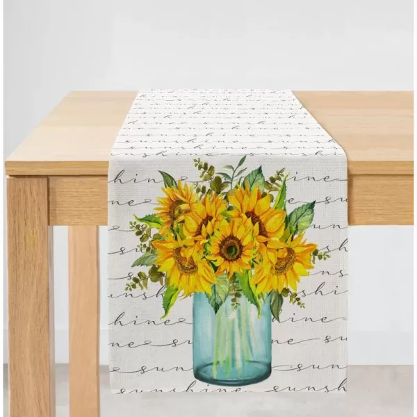 ARKENY Summer Sunflower Vase Table Runner 13x72 InchesSeasonal Burlap Farmhouse Indoor Kitchen Dining Table Decoration for Home PartyARKENY Summer Sunflower Vase Table Runner 13x72 InchesSeasonal Burlap Farmhouse Indoor Kitchen Dining Table Decoration for Home Party