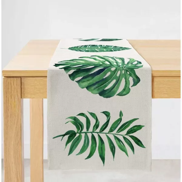 ARKENY Summer Tropical Palm Leaf Stripes Table Runner 13x72 InchesSeasonal Burlap Farmhouse Indoor Kitchen Dining Table Decoration for Home PartyARKENY Summer Tropical Palm Leaf Stripes Table Runner 13x72 InchesSeasonal Burlap Farmhouse Indoor Kitchen Dining Table Decoration for Home Party