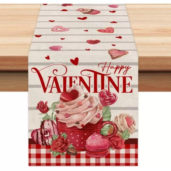 ARKENY Valentines Day Decorations Cream Cake Honey Leaves Table Runner 13x72 Inches Seasonal Love Flower Decor Holiday Farmhouse Indoor Vintage Theme Gathering Dinner Party AT364ARKENY Valentines Day Decorations Cream Cake Honey Leaves Table Runner 13x72 Inches Seasonal Love Flower Decor Holiday Farmhouse Indoor Vintage Theme Gathering Dinner Party AT364