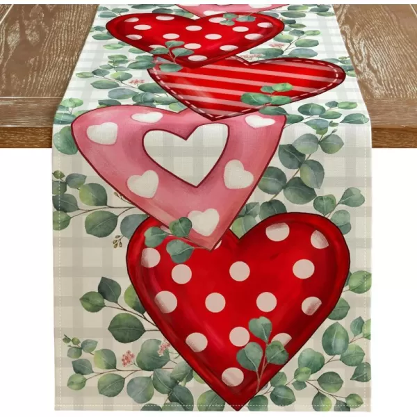 ARKENY Valentines Day Placemats 12x18 Inches Set of 4 Heart Leaves Flower Seasonal Farmhouse Burlap Indoor Kitchen Dining Table Decorations for Home Party AP22118Multi Color Table Runner  13X72