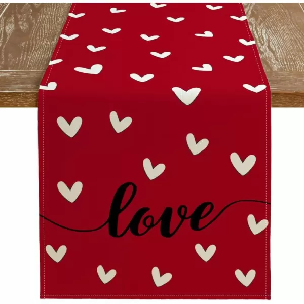 ARKENY Valentines Day Placemats 12x18 Inches Set of 4 Heart Love Pink Seasonal Farmhouse Burlap Indoor Kitchen Dining Table Decorations for Home Party AP51118Red Table Runner  13X120