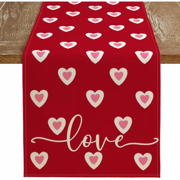 ARKENY Valentines Day Placemats 12x18 Inches Set of 4 Pink Heart Love Seasonal Farmhouse Burlap Red Indoor Kitchen Dining Table Decorations for Home Party AP52718Red Table Runner  13X72