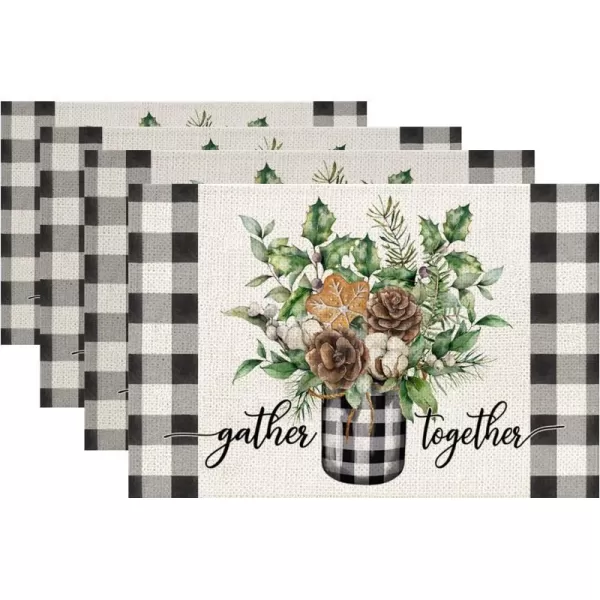 Christmas Decorations Floral Vase Buffalo Plaid Placemats 18x12 Inches Seasonal Xmas Decor Farmhouse Indoor Vintage Theme Gathering Holiday Dinner Party AP214Christmas Decorations Floral Vase Buffalo Plaid Placemats 18x12 Inches Seasonal Xmas Decor Farmhouse Indoor Vintage Theme Gathering Holiday Dinner Party AP214
