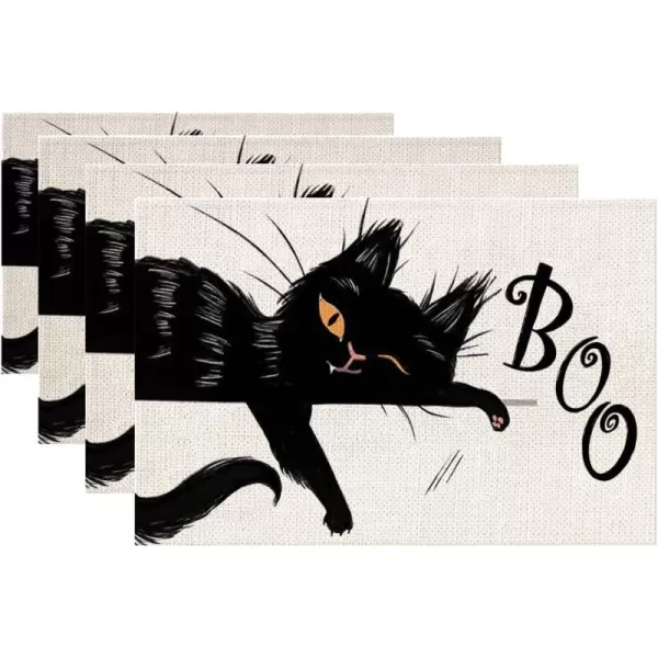Halloween Decorations Boo Cat Placemats 12 x 18 Inch Set of 4 Party Dcor Rustic Vintage Washable Table Mats AP174Halloween Decorations Boo Cat Placemats 12 x 18 Inch Set of 4 Party Dcor Rustic Vintage Washable Table Mats AP174