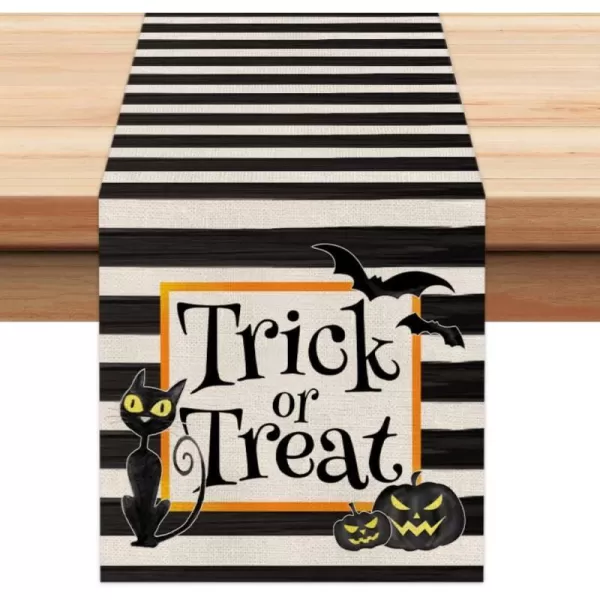 Halloween Decorations Cat Black Stripe Table Runner 13x72 Inches Long Trick or Treat Farmhouse Holiday Party Decor Intdoor Vintage Theme Gathering Dinner AT281Halloween Decorations Cat Black Stripe Table Runner 13x72 Inches Long Trick or Treat Farmhouse Holiday Party Decor Intdoor Vintage Theme Gathering Dinner AT281