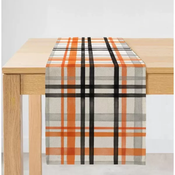 Halloween Decorations Orange Black Buffalo Plaid Table Runner 13x72 Inches Seasonal Fall Decor Holiday Farmhouse Indoor Vintage Theme Gathering Dinner Party AT332table runner 13X72 inch