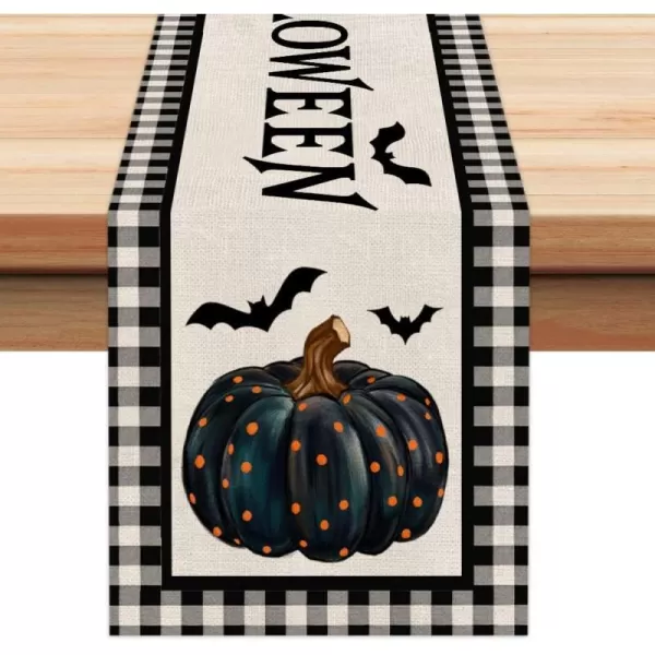 Halloween Decorations Pumpkin Buffalo Plaid Table Runner 13x72 Inches Long Bat Farmhouse Holiday Party Dcor Indoor Vintage Theme Gathering Dinner AT283Halloween Decorations Pumpkin Buffalo Plaid Table Runner 13x72 Inches Long Bat Farmhouse Holiday Party Dcor Indoor Vintage Theme Gathering Dinner AT283