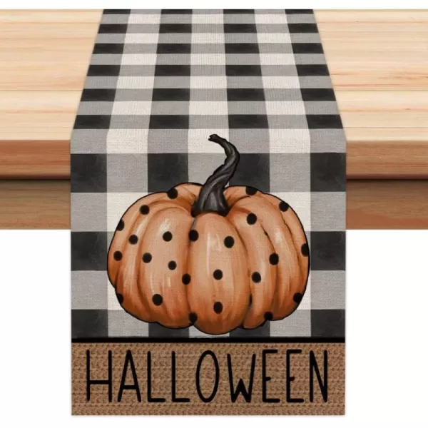 Halloween Decorations Pumpkin Buffalo Plaid Table Runner 13x72 Inches Long Farmhouse Holiday Party Decor Indoor Vintage Theme Gathering Dinner AT287Halloween Decorations Pumpkin Buffalo Plaid Table Runner 13x72 Inches Long Farmhouse Holiday Party Decor Indoor Vintage Theme Gathering Dinner AT287