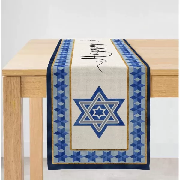 Hanukkah Decorations Watercolor Blue Magen David Passover Table Runner 13x72 Inches Seasonal Jewish Menorah Chanukah Decor Holiday Farmhouse Indoor Vintage Theme Gathering Dinner Party AT055Hanukkah Decorations Watercolor Blue Magen David Passover Table Runner 13x72 Inches Seasonal Jewish Menorah Chanukah Decor Holiday Farmhouse Indoor Vintage Theme Gathering Dinner Party AT055