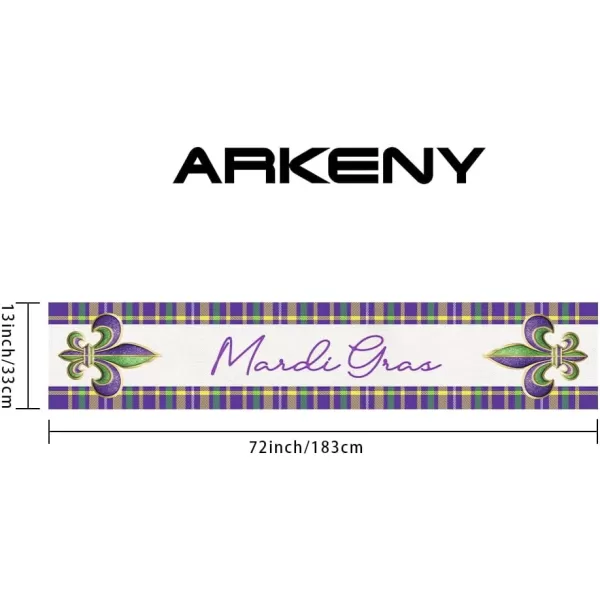 ARKENY Mardi Gras Table Runner 13x72 Inches Fleur De Lis Seasonal Farmhouse Burlap Indoor Kitchen Dining Table Decorations for Home Party AT07172