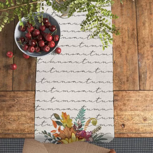 ARKENY Fall Thanksgiving Flower Check Vase Leaf Table Runner 13x72 InchesSeasonal Burlap Farmhouse Indoor Kitchen Dining Table Decoration for Home Party AT23572