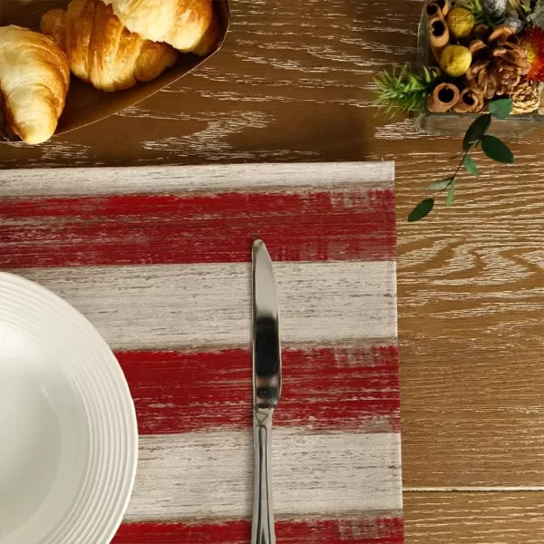 imageARKENY 4th of July Memorial Day Placemats 12x18 Inches Set of 4 Star American Flag Holiday Farmhouse Stripe Burlap Indoor Patriotic Independence Table Mats Decor for Home Party AP25718