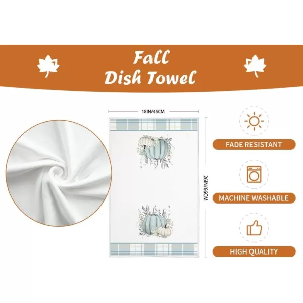 imageARKENY Fall Kitchen Towels for Fall DecorBlue Buffalo Plaid Pumpkin Leaves Autumn Dish Towels 18x26 Inch Set of 2Farmhouse Home Thanksgiving Harvest Vintage Decorations AD367
