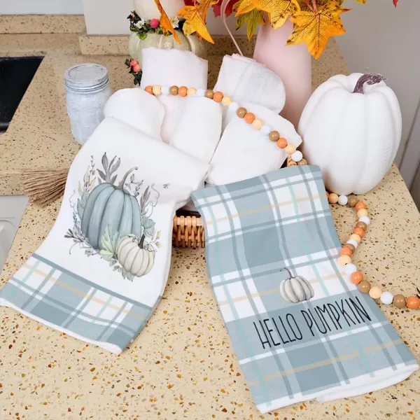 imageARKENY Fall Kitchen Towels for Fall DecorBlue Buffalo Plaid Pumpkin Leaves Autumn Dish Towels 18x26 Inch Set of 2Farmhouse Home Thanksgiving Harvest Vintage Decorations AD367