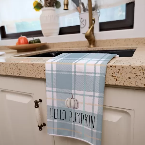 imageARKENY Fall Kitchen Towels for Fall DecorBlue Buffalo Plaid Pumpkin Leaves Autumn Dish Towels 18x26 Inch Set of 2Farmhouse Home Thanksgiving Harvest Vintage Decorations AD367