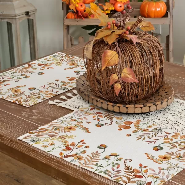 imageARKENY Fall Round Placemats Set of 4 15 Inches Wildflower Leaves Floral Autumn Seasonal Burlap Farmhouse Indoor Kitchen Dining Table Mat Thanksgiving Decoration for Home Party AP48915Orange