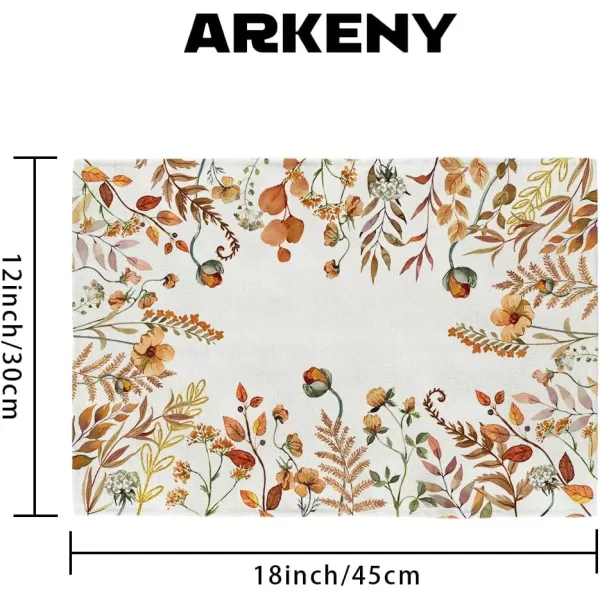 imageARKENY Fall Round Placemats Set of 4 15 Inches Wildflower Leaves Floral Autumn Seasonal Burlap Farmhouse Indoor Kitchen Dining Table Mat Thanksgiving Decoration for Home Party AP48915Orange