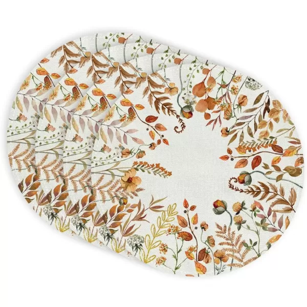 imageARKENY Fall Round Placemats Set of 4 15 Inches Wildflower Leaves Floral Autumn Seasonal Burlap Farmhouse Indoor Kitchen Dining Table Mat Thanksgiving Decoration for Home Party AP48915Orange