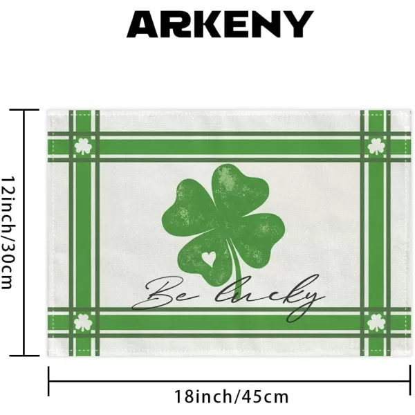 imageARKENY St Patricks Day Be Lucky Green Shamrock Placemats 12x18 Inches Set of 4Seasonal Burlap Farmhouse Indoor Kitchen Dining Table Decoration for Home Party