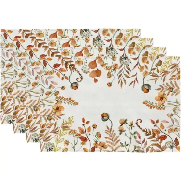 imageARKENY Fall Round Placemats Set of 4 15 Inches Wildflower Leaves Floral Autumn Seasonal Burlap Farmhouse Indoor Kitchen Dining Table Mat Thanksgiving Decoration for Home Party AP48915Orange