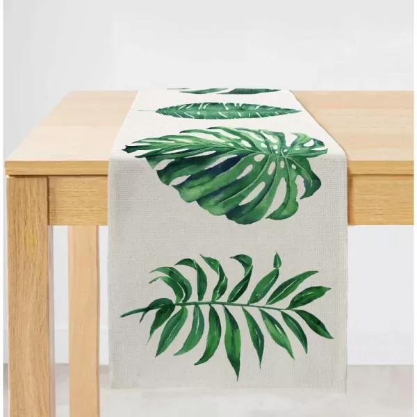 imageARKENY Summer Tropical Palm Leaf Stripes Table Runner 13x72 InchesSeasonal Burlap Farmhouse Indoor Kitchen Dining Table Decoration for Home Party