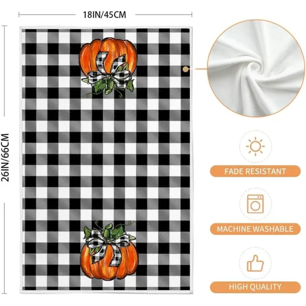 imageARKENY Fall Kitchen Towels Set of 2Black Buffalo Check Bowknot Pumpkin Autumn Dish Towels 18x26 Inch Drying DishclothFarmhouse Home Decoration AD131