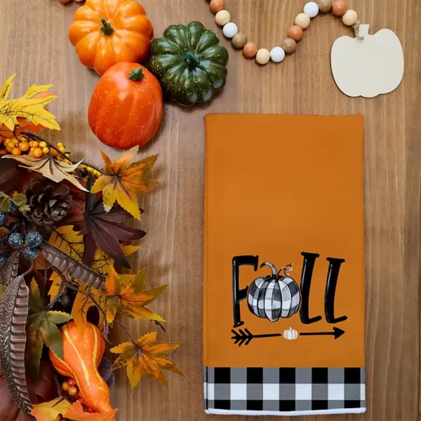 imageARKENY Fall Kitchen Towels Set of 2Black Buffalo Check Bowknot Pumpkin Autumn Dish Towels 18x26 Inch Drying DishclothFarmhouse Home Decoration AD131