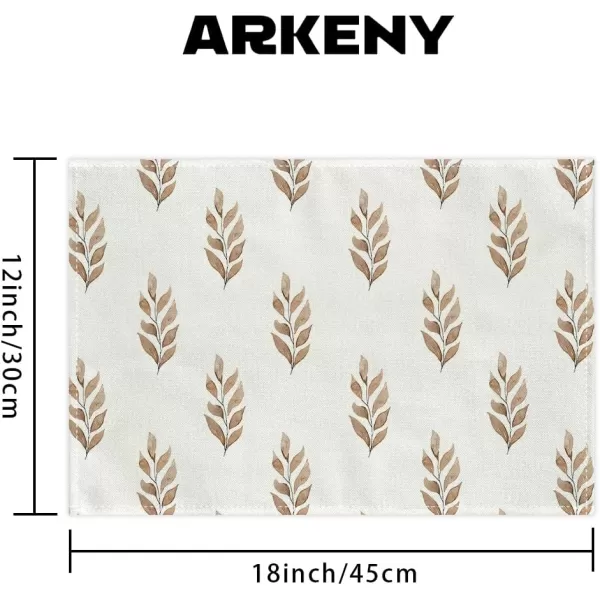 imageARKENY Fall Placemats 12x18 Inches Set of 4 Leaves Autumn Seasonal Farmhouse Burlap Indoor Outdoor Kitchen Dining Table Mats Decorations for Home Party AP6274