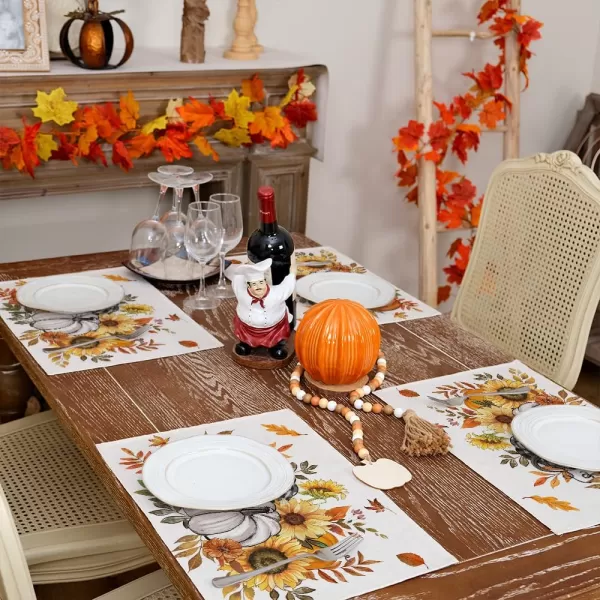 imageARKENY Fall Placemats 12x18 Inches Set of 4 Pumpkin Maple Leaf Orange Autumn Seasonal Farmhouse Burlap Indoor Outdoor Table Mats Decorations for Home Party AP6334Orange