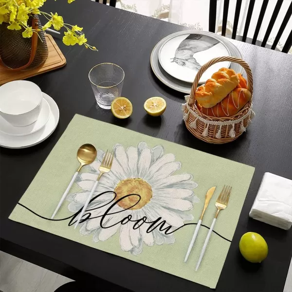 imageARKENY Summer Spring Daisy Bloom Flower Sunshine Together Placemats 12x18 Inches Set of 4Seasonal Burlap Watercolor Green Farmhouse Indoor Kitchen Dining Table Decoration for Home Party