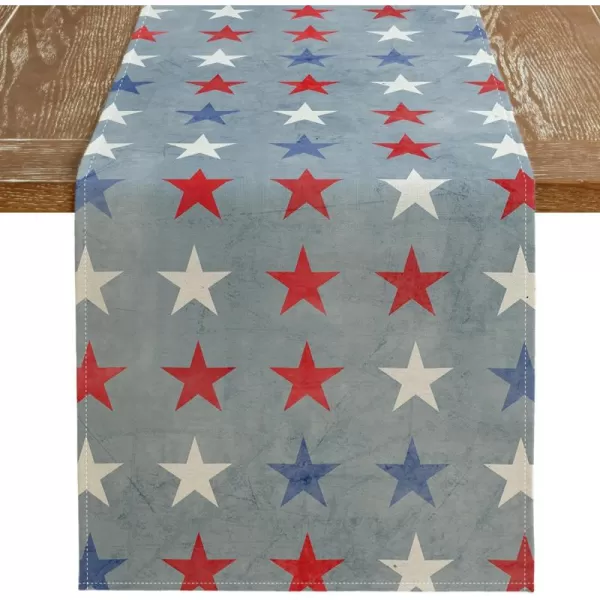 imageARKENY 4th of July Memorial Day Table Runner 13x36 InchesStar Holiday Farmhouse Blue Burlap Indoor Kitchen Dining Patriotic Independence Table Decor for Home Party AT61936Table Runner  13X48