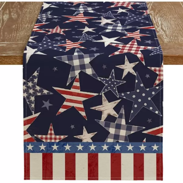 imageARKENY 4th of July Memorial Day Table Runner 13x72 Inches Star American Flag Holiday Farmhouse Burlap Indoor Kitchen Dining Patriotic Independence Table Decor for Home Party AT62072Table Runner  13X48