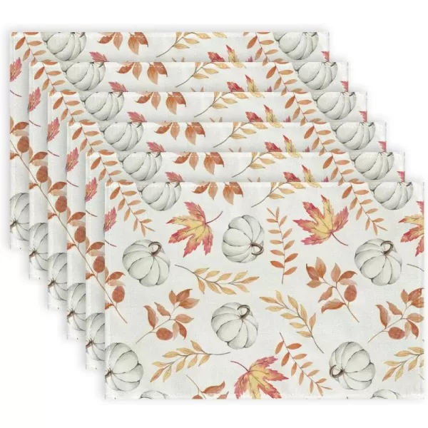 imageARKENY Fall Placemats 12x18 Inches Set of 4Pumpkin Maple Leaf Autumn Seasonal Burlap Farmhouse Indoor Kitchen Dining Table Mat Thanksgiving Decoration for Home PartyPlacemats Set of 6  12X18