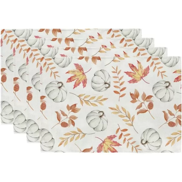 imageARKENY Fall Placemats 12x18 Inches Set of 4Pumpkin Maple Leaf Autumn Seasonal Burlap Farmhouse Indoor Kitchen Dining Table Mat Thanksgiving Decoration for Home PartyPlacemats Set of 4  12X18