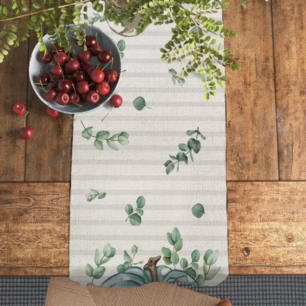 imageARKENY Fall Thanksgiving Table Runner 13x72 InchesBlue Pumpkin Polk Dots LeafSeasonal Burlap Stripes Farmhouse Indoor Autumn Table Runner for Home