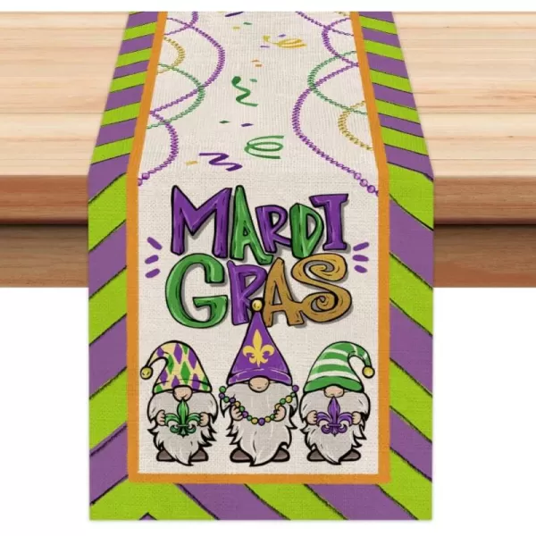 imageARKENY Mardi Gras Table Runner 72 InchesGnomes Carnival Masquerade Beads Coffee Home Dining Indoor Holiday Farmhouse Tabletop Decor AT361