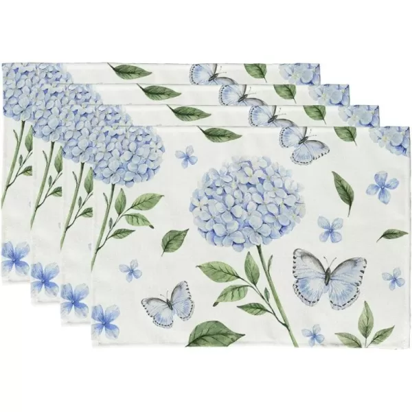 imageARKENY Spring Flowers Hydrangea Blue Placemats 18x12 Inches Set of 4 Floral Farmhouse Seasonal Indoor Outdoor Anniversary Table Mats Decoration for HomeBeige