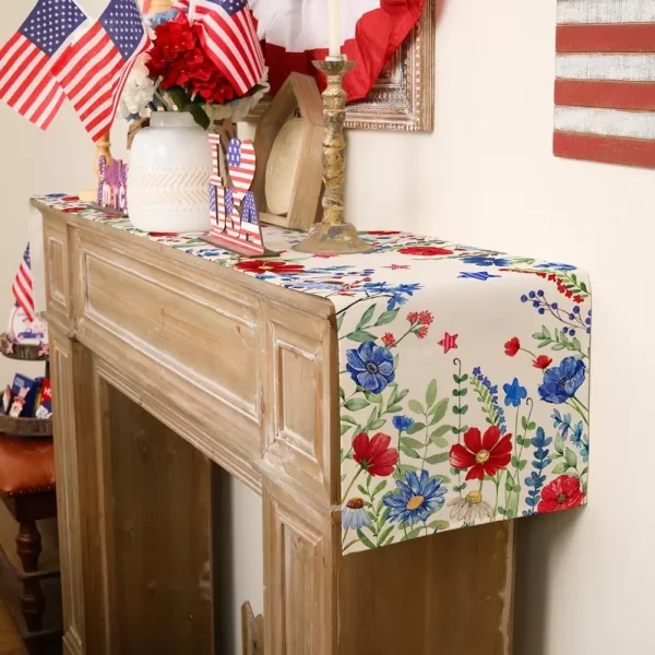 imageARKENY 4th of July Memorial Day Table Runner 13x72 Inches Floral Eucalyptus Leaves Holiday Farmhouse Burlap Indoor Kitchen Dining Patriotic Independence Table Decor for Home Party AT61372Table Runner  13X72