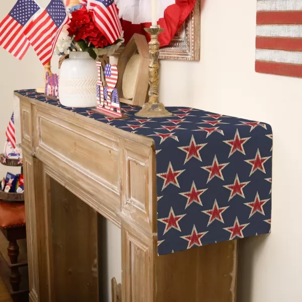 imageARKENY 4th of July Memorial Day Table Runner 13x72 Inches Star Holiday Farmhouse Blue Burlap Indoor Kitchen Dining Patriotic Independence Table Decor for Home Party AT62172Table Runner  13X72