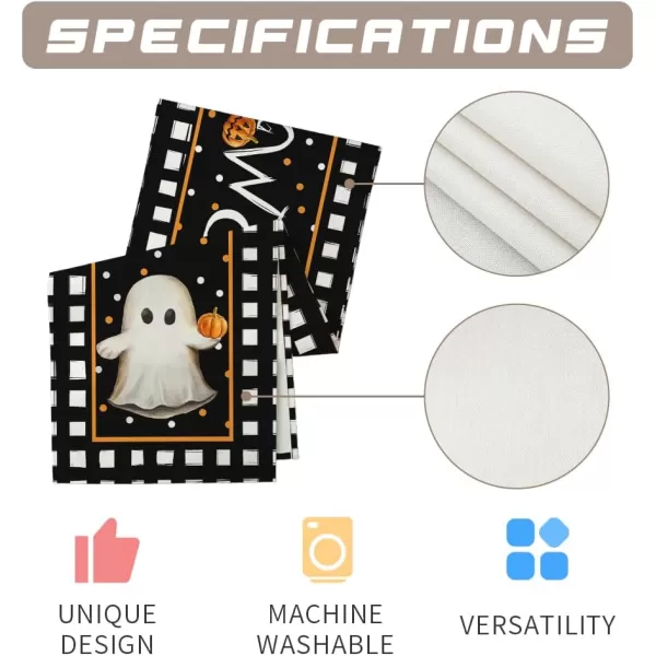 imageARKENY Halloween Ghost Table Runner 13x72 Inches Polka Dots Holiday Indoor Outdoor Table Decoration for HomeTable Runner  13X108