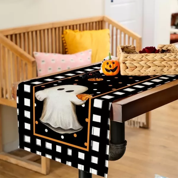 imageARKENY Halloween Ghost Table Runner 13x72 Inches Polka Dots Holiday Indoor Outdoor Table Decoration for HomeTable Runner  13X36