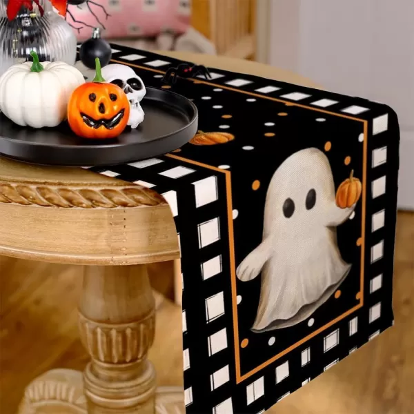 imageARKENY Halloween Ghost Table Runner 13x72 Inches Polka Dots Holiday Indoor Outdoor Table Decoration for HomeTable Runner  13X36