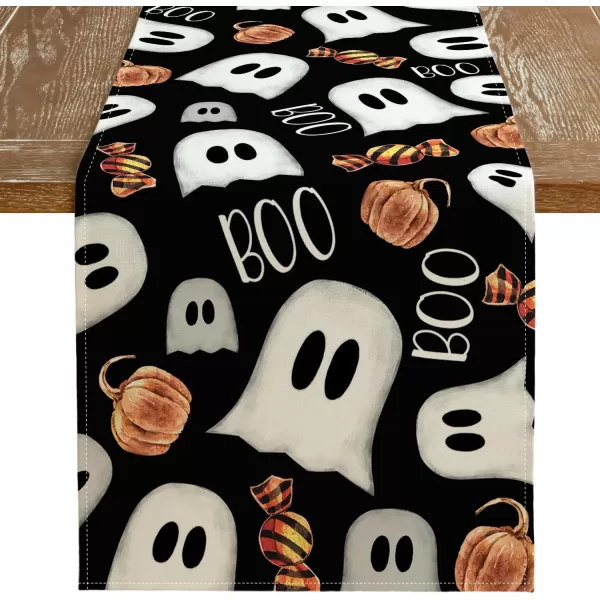 imageARKENY Halloween Ghost Table Runner 13x72 Inches Pumpkin Black Boo Holiday Indoor Outdoor Table Decoration for HomeBlack