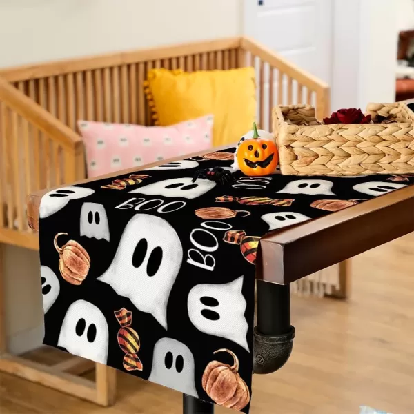 imageARKENY Halloween Ghost Table Runner 13x72 Inches Pumpkin Black Boo Holiday Indoor Outdoor Table Decoration for HomeBlack