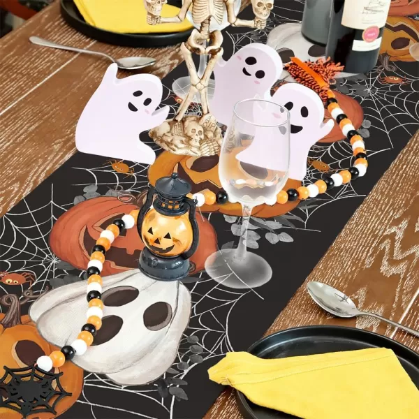 imageARKENY Halloween Pumpkin Table Runner 13x72 Inches Black Spider Web Holiday Indoor Outdoor Table Decoration for HomeTable Runner  13X108